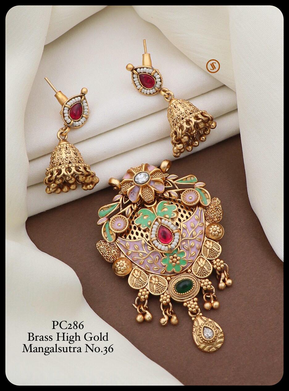 Pc 28 Fancy Brass High Gold Mangalsutra Pendal Butti Exporters in India
